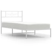 Vidaxl Kovinski posteljni okvir z vzglavjem bel 107x203 cm