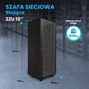 Extralink Rackmount cabinet 32U 800x800 Black standing