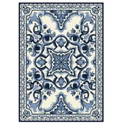 Casa Padrino Luxury Baroque Living Room Carpet White/Blue - Various Sizes