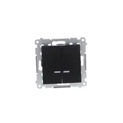 shumee Simon 54 Svečno stikalo z LED osvetlitvijo in IP44 različico (modul) 10AX 250V hitri konektorji, mat črna z vložkom DU1W DW5BL.01/49
