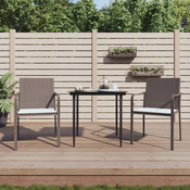 Vrtne stolice s jastucima 2 kom smede 56x59x84 cm od poliratana