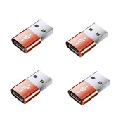INF USB moški v USB-C ženski OTG adapter 4 kos, aluminij, hitro polnjenje Red, (5000296307)