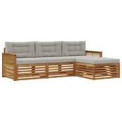 Set vanjskih sofa Prirodna i svjetlosiva 249 x 162,5 x 73 cm