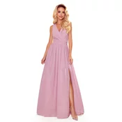 Long dress with neckline and tie Numoco