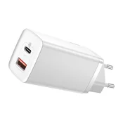 BASEUS glavni punjac USB+Type-C uticnica 65W, PD brzi punjac 3.0, BIJELI CCGAN2L-B02