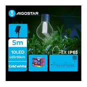 Aigostar - LED Solarni dekorativni lanac 10xLED/8 funkcija 5,5m IP65 hladna bijela