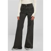Womens Vintage Flared Denim Jeans - Black