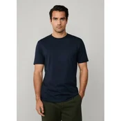 Hackett London za moške. HM5000071 Majica Navy Pima (L), Priložnostno, Bombaž, Kratek rokav, Mornarica