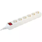 home Produžni kabl, 6 uticnice, prekidac, 1.5mm2, 5 met, bijeli - NV 6K-5/WH/1,5