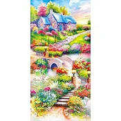 shumee Diamantno vezenje Cvetlična hiša 45x85 cm