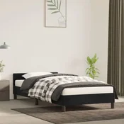 shumee vidaXL Posteljni okvir z vzglavjem brez vzmetnice, črn 90x190 cm žamet