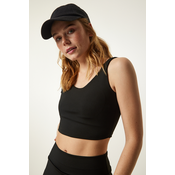 Happiness Istanbul Black Strap Shaper Knitted Sports Bra