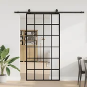 Klizna vrata s priborom crna 102 x 205 cm od ESG stakla