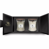 Woodwick Fireside & Linen poklon set (gift box) s drvenim fitiljem