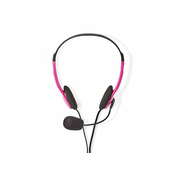 NEDIS slušalke CHST100PK/ žične slušalke + mikrofon/ 2x 3,5 mm jack/ kabel 2 m/ roza