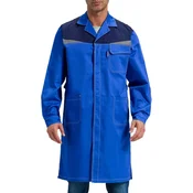 Laboratorijska halja ochranna delovna halja modra XXL unisex 65% poliester 35% bombaž ohlapen kroj elastične manšete skriti gumbi 3 žepi za laboratorij, delavnico, medicino, hobi, kostum, cosplay