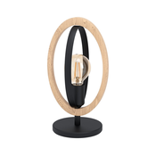 EGLO Stona lampa BASILDON E27 34,5 cm crna/drvo 43464