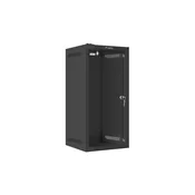 Stenski omarni regal LAE 10 12U z vrati iz črnega stekla, 280x310 mm