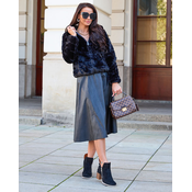 Resti Double-sided womens jacket with fur in black