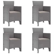 Vidaxl Vrtni Stol 4 szt. Svetlo siva 53 x 49 x 85 cm Polipropilen