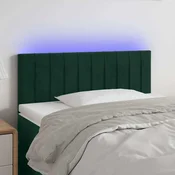 Vidaxl LED posteljno vzglavje temno zeleno 90x5x78/88 cm žamet