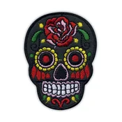 shumee Našitek mehiške lobanje Calavera siva - magnetna podlaga - vezen našitek/značka/emblem