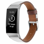 BStrap Leather Italy (Large) pašček za Fitbit Charge 3/4, white