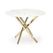 Stol Houston 1538 Bijeli mramor, Zlatna, 73cm, Staklo, Metal