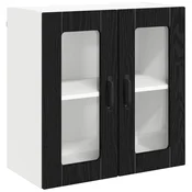 Vidaxl Stenski stekleni omarica LUCCA Črni hrast 60 x 31 x 60 cm