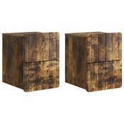 vidaXL Stenski nočni omarici 2 pcs Dimljen hrast 33 x 34,5 x 43 cm
