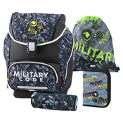 Play Logic set 4u1 Military Code, Anatomski ranac, Torba za patike, 2 pernice, Tamnosivi
