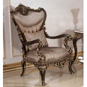 Casa Padrino luxury baroque solid wood armchair gray/dark brown/gold