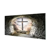 tulup.si Stenska plošča za kuhinjo Jama svetlobe cross jezus 120x60 cm