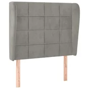 Vidaxl Vzglavje z ušesi svetlo sivo 103x23x118/128 cm žamet