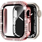 GS Ovitek 2 v 1 + kaljeno steklo za Apple Watch 4/5/6/SE 40 mm, roza