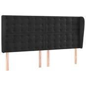 Vidaxl Vzglavje z ušesi črno 163x23x118/128 cm žamet