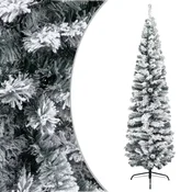 Vidaxl Ozka umetna novoletna jelka s snegom zelena 240 cm PVC