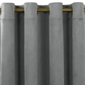 Curtain VILA color graphite style classic golden gold metal eyelets velvet 135x300 HOMEDE