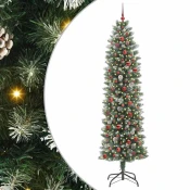 Umjetno vitko božicno drvce s stalakom Zelena i bijela 240 cm