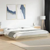 Okvir za krevet s LED svjetlima boja hrasta 180 x 200 cm drveni