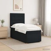 vidaXL LED posteljni pod z vzmetnico Črna 90 x 200 cm Blago