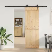 vidaXL Drsna vrata NARVIK Naravna in črna 70 x 210 cm (213,5 cm)