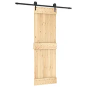 Vidaxl Drsna vrata Naravna in črna 70 x 210 cm Masiven borov les