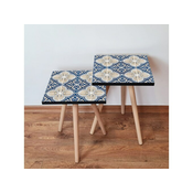 Hanah Home Sklapajuci Stocic 2 Komada 2SHP40 - Navy Plavo