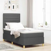 LED Box Spring Krevet s madracem Tamno siva 80 x 200 cm tkanina