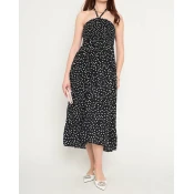 Resti Womens black polka dot midi dress - Clothing
