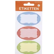 Etikete za kozarce Karo, različne barve, 9 kos