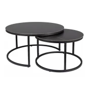 Komplet klubskih mizic Detroit 607 (Črni marmor) Črni marmor, 42cm, Keramika, Okrogla