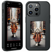 Personaliziran ovitek z zaslonom InkStyle NFC za iPhone 16 Pro - Viralen ovitek s prikazom poljubnih fotografij in slik - black