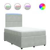 Vidaxl Box spring postelja z vzmetnico svetlo siva 120x190 cm žamet